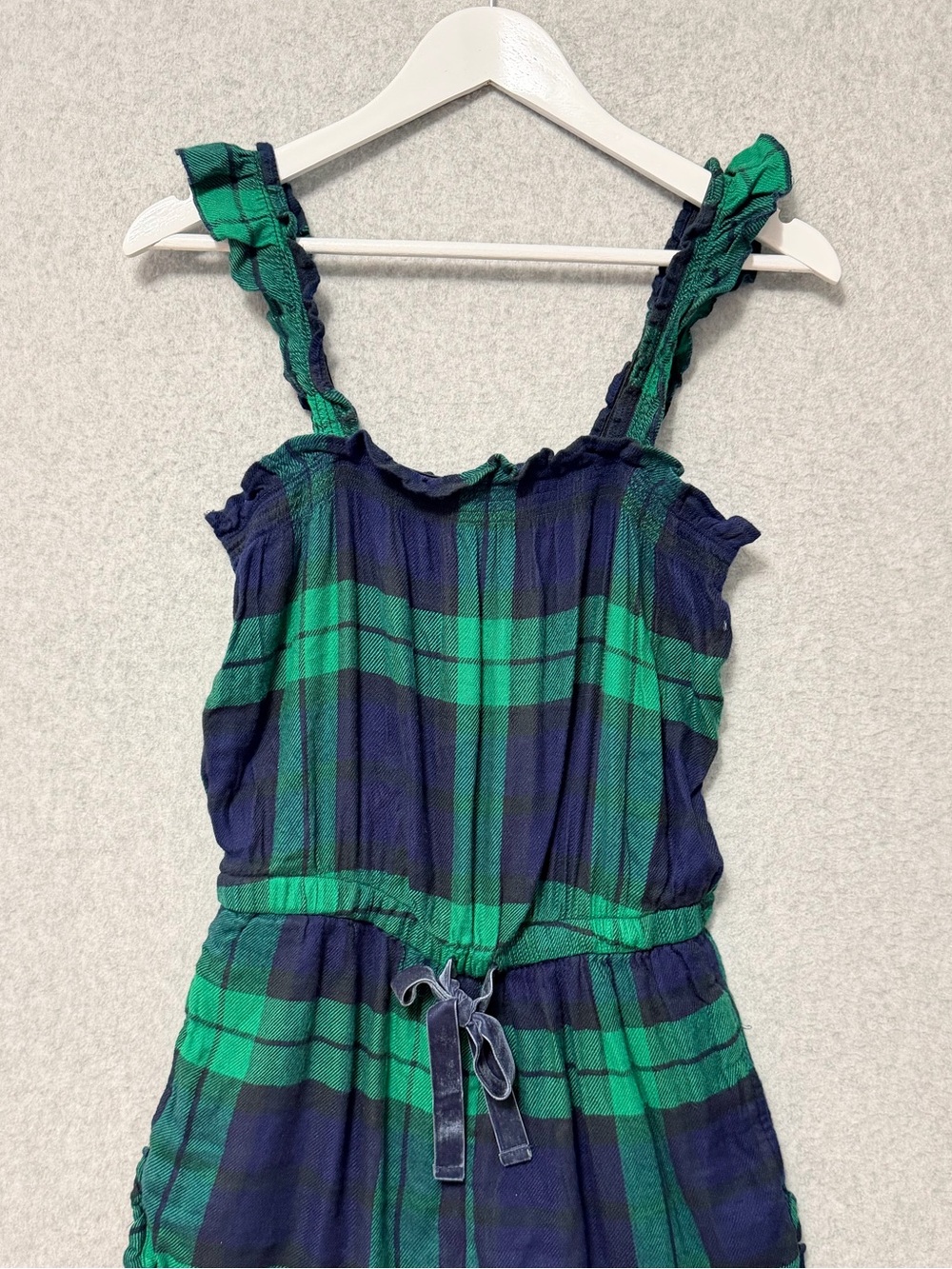 Aerie Plaid Flannel Romper NWT Size Medium Green Navy Lounge Sleepwear - Picture 3 of 8